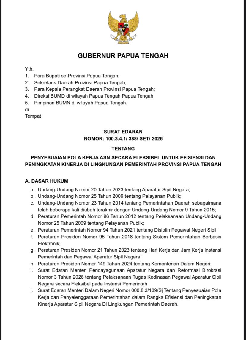 Transformasi Digital Papua Tengah: Gubernur Meki Nawipa Tetapkan WFH Setiap Jumat